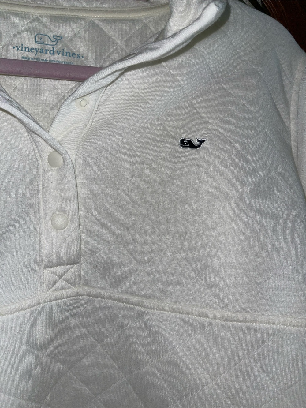Vineyard Vines Cream Quilted Snap Pullover Size Large - Picture 4 of 7